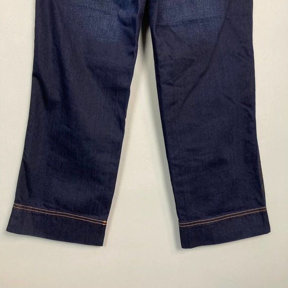 TOMMY Hilfiger Dark Wash Wide Leg Cropped Jeans Women's Size 2 Light Distressing - Picture 10 of 12